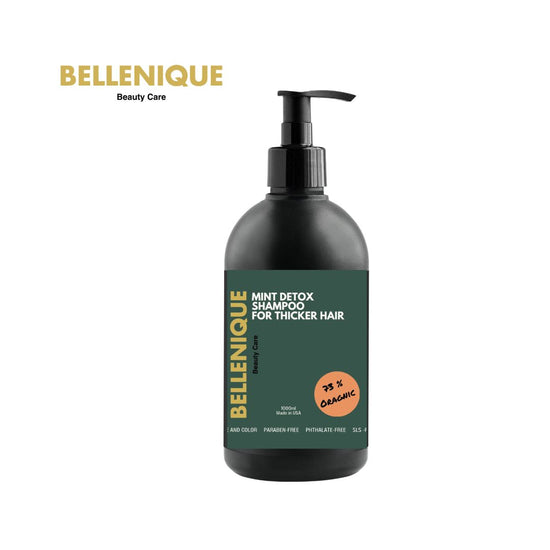 Bellenique Mint Detox Shampoo helps to rid hair of scalp buildup, stimulates hair growth SLS Free 1000ml Made in USA