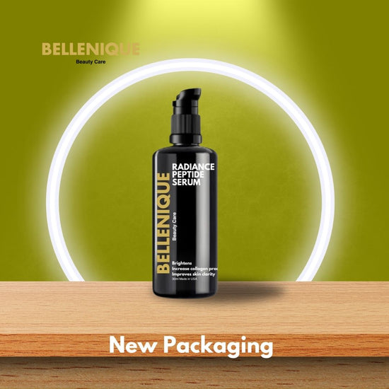 Bellenique Radiance Peptide Serum Brightens and Restores elasticity and firmness Fights Free Radiacls Boost clarity Evens and soothes Allowing You to Glow from within 30ml Made in USA
