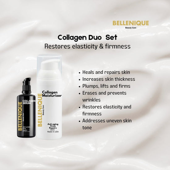 Bellenique Collagen Duo consisting of Collagen Serum(30ml) and Collagen Moisturizer(50ml) Made in USA