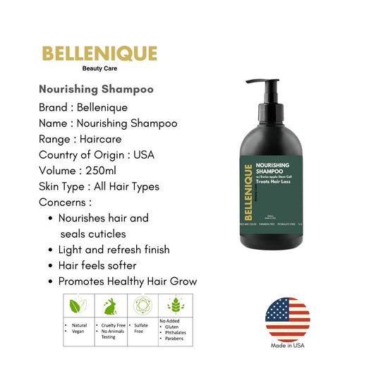 Bellenique Nourishing Shampoo with Swiss Apple Stem Cell Promotes Healthy Hair Grow 250ml Made in USA