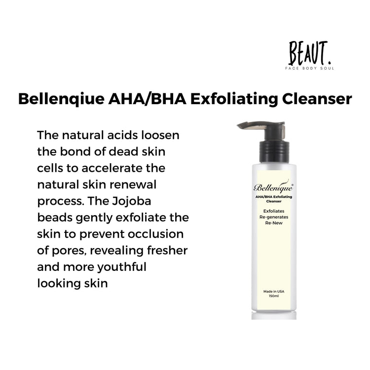 Bellenique BHA/AHA Exfoliating Cleanser accelerate the natural skin renewal process. 150ml Made in USA - BEAUT.