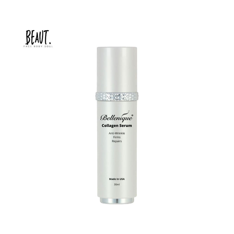 Bellenique Collagen Serum Pumps, lifts & firms Erases & prevents wrinkles Restores elasticity & firmness 30ml Made in USA - BEAUT.