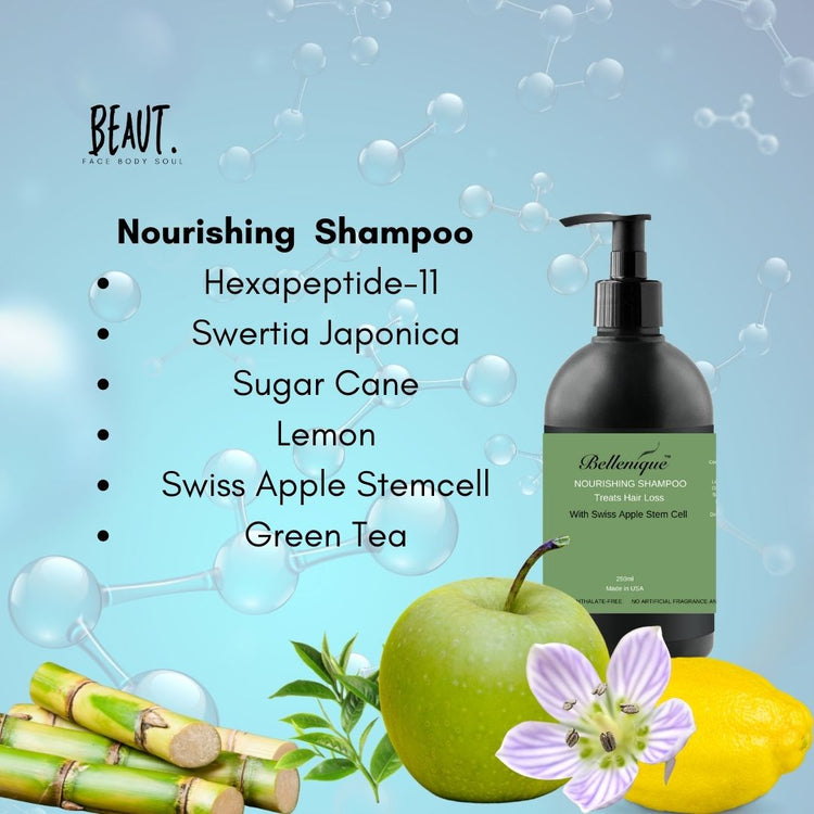 Bellenique Nourishing Shampoo with Swiss Apple Stem Cell Promotes Healthy Hair Grow 250ml Made in USA - BEAUT.