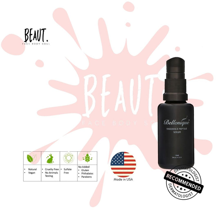 Bellenique Radiance Peptide Serum Brightens and Restores elasticity and firmness 30ml Made in USA - BEAUT.