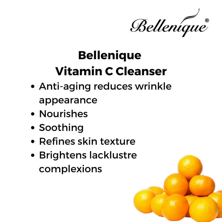 Bellenique Vitamin C Cleanser is Sulfate free. Refines skin texture, reduces wrinkle appearance. 150ml Made in USA - BEAUT.