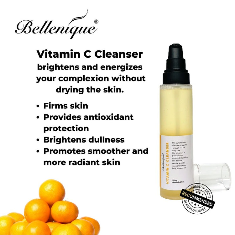 Bellenique Vitamin C Cleanser is Sulfate free. Refines skin texture, reduces wrinkle appearance. 150ml Made in USA - BEAUT.