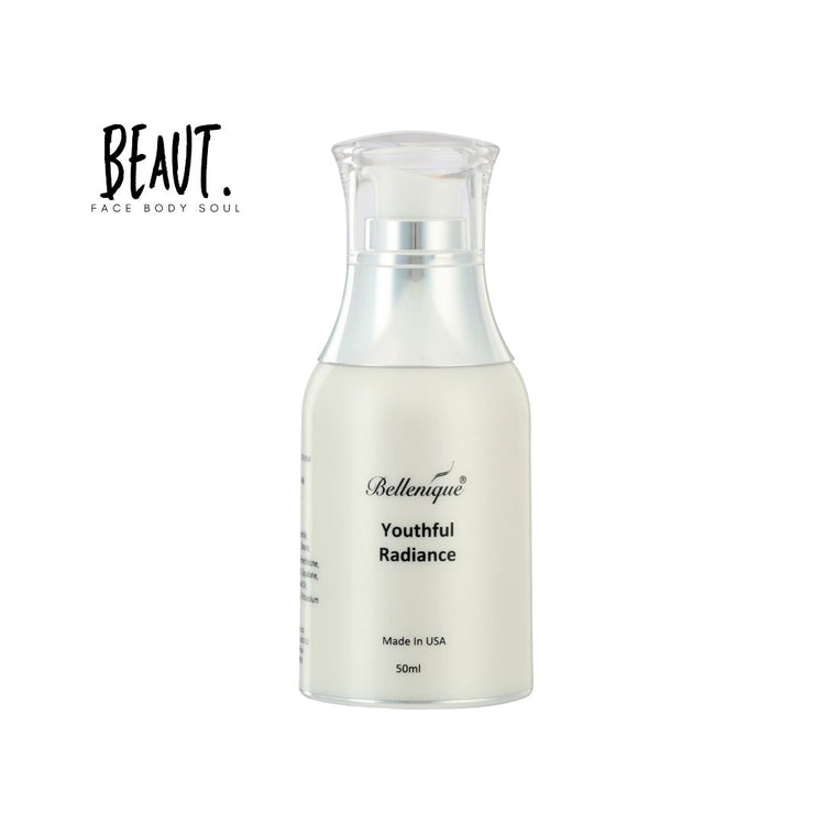 Bellenique Youthful Radiance Addresses uneven skin tone to promote a smoother, younger-looking visage with a healthy glow. 50ml Made in USA - BEAUT.