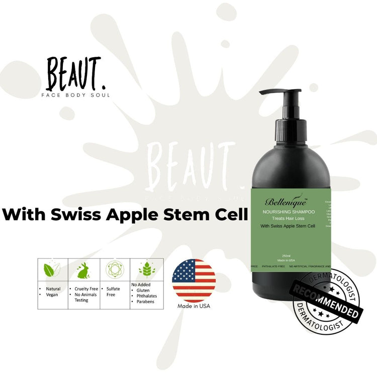 Bellenique Nourishing Shampoo with Swiss Apple Stem Cell Promotes Healthy Hair Grow 250ml Made in USA - BEAUT.