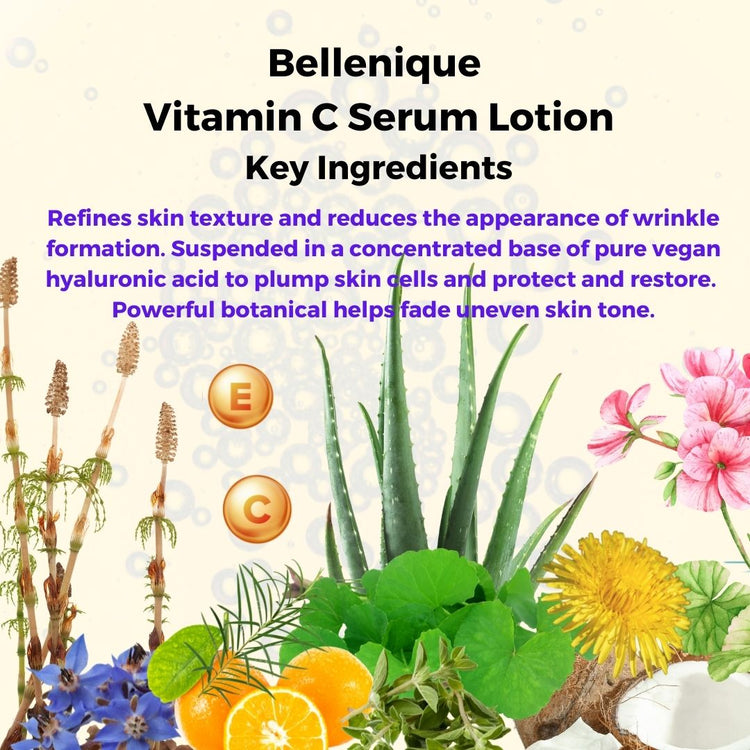 Bellenique Vitamin C Serum Lotion Refines and brightens skin, leaving a glowing complexion 150ml Made in USA - BEAUT.
