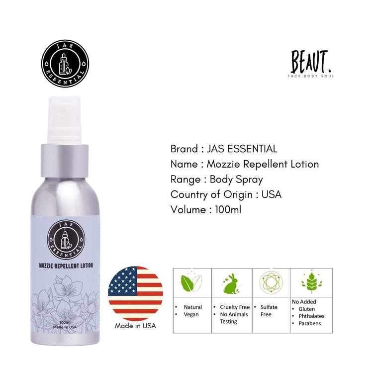 JAS ESSENTIAL Natural Mozzie Mist Sprayer Free from DEET 100ml Made in USA - BEAUT.