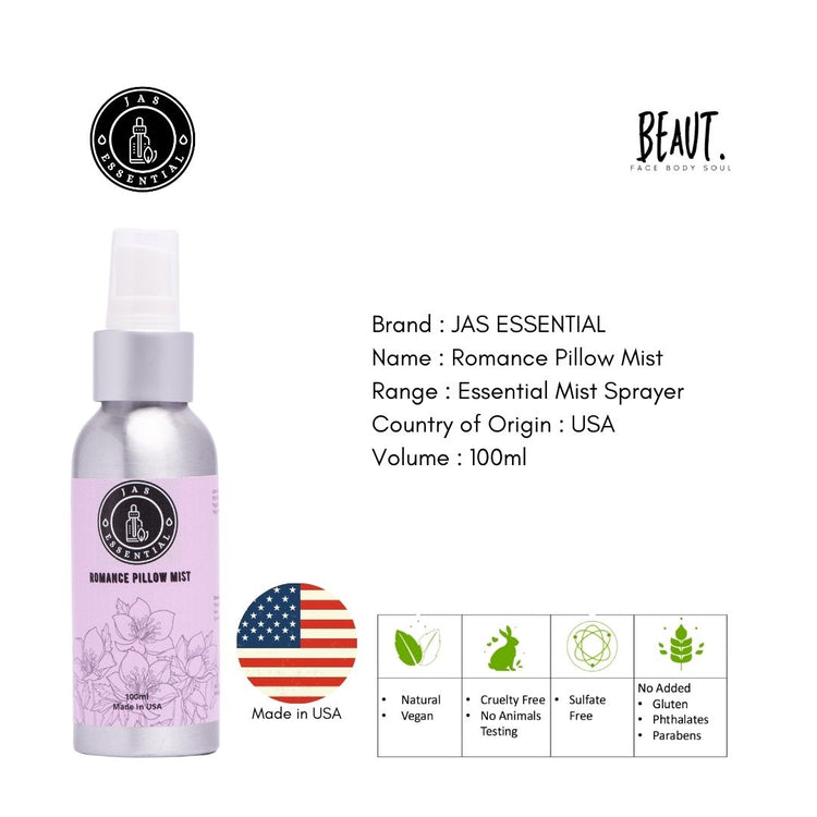 JAS ESSENTIAL Romance Room Mist Spray/Pillow Spray 100ml Made in USA - BEAUT.