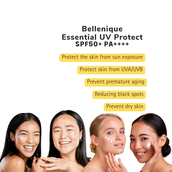 Bellenique Essential UV Protect SPF50+ PA++++ Protect the skin from sun exposure Protect skin from UVA/UVB Prevent premature aging Reducing black spots Prevent dry skin