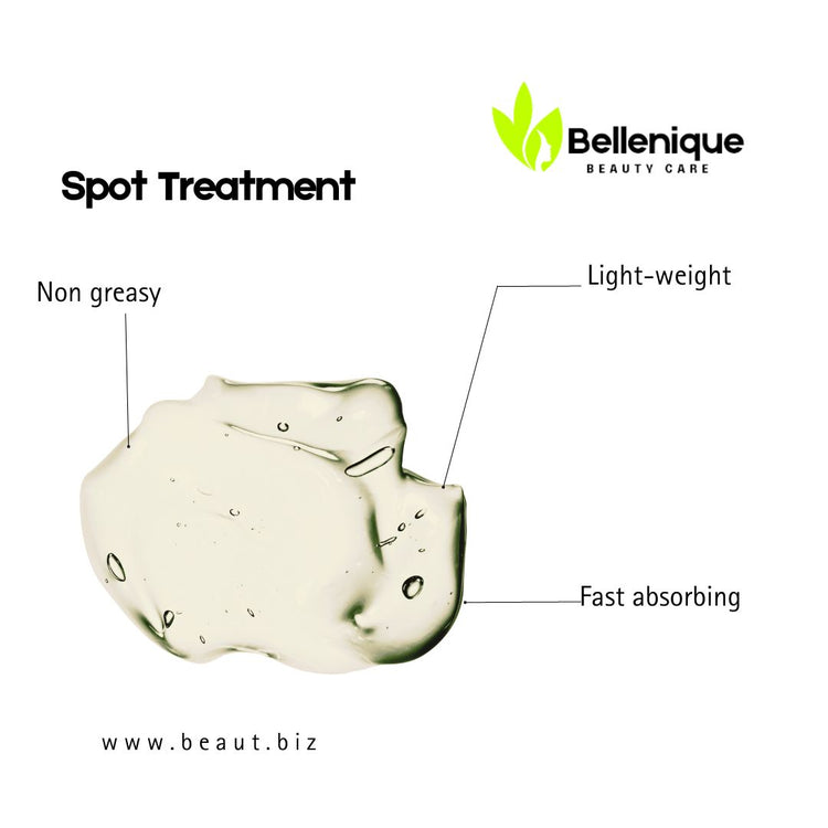 Bellenique Spot Treatment Light weight Non greasy and fast absorbing. Battles blemish and controls breakout. 30ml Made in USA