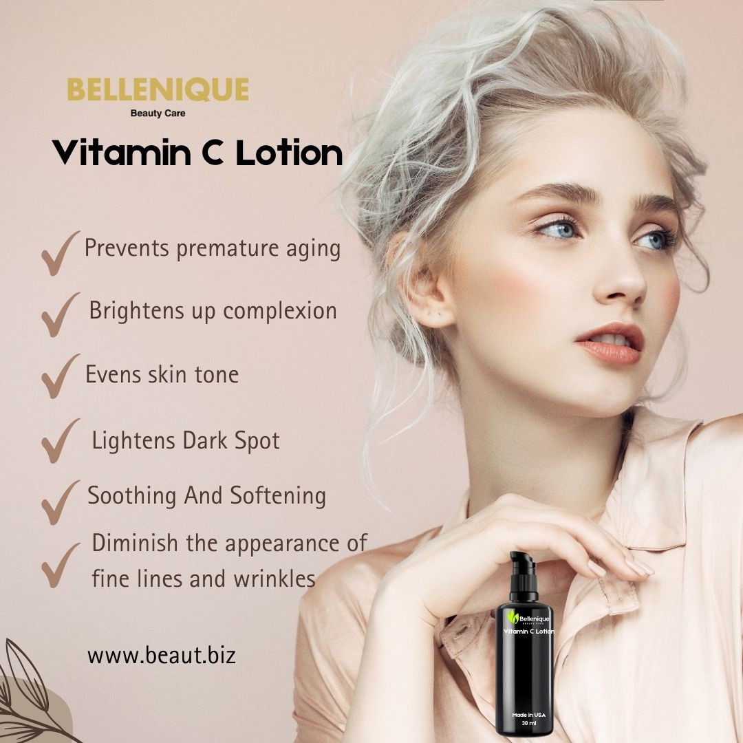 Bellenique Vitamin C Serum Lotion Refines and brightens skin, leaving a glowing complexion Prevents pre-mature aging Diminish the ppearance of wrinkles  30ml Made in USA