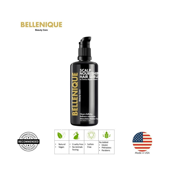 Bellenique Scalp Nourishing Serum with Swiss Apple Stem Cell addresses hair and scalp health at the cellular level. 30ml Made in USA