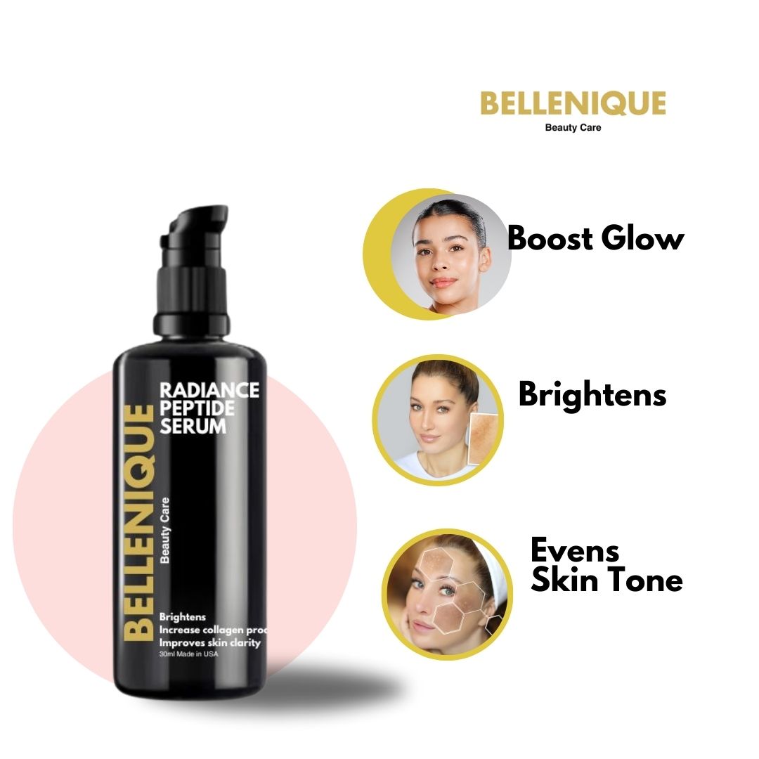 Bellenique Radiance Peptide Serum Brightens, evens skin tone and boost slow and Restores elasticity and firmness