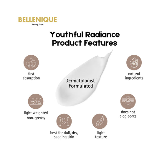 2024 Bellenique Youthful Radiance Addresses uneven skin tone to promote a smoother, younger-looking visage with a healthy glow. 50ml Made in USA