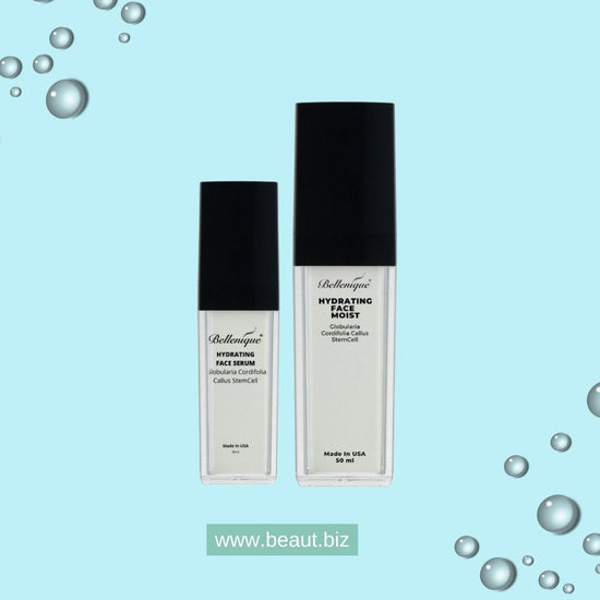 Bellenique Hydrating Duo with Globularia Cordifolia Callus Stemcell with Hydrating Face Serum (30ml) and with Hydrating Face Moist (50ml) Made in USA