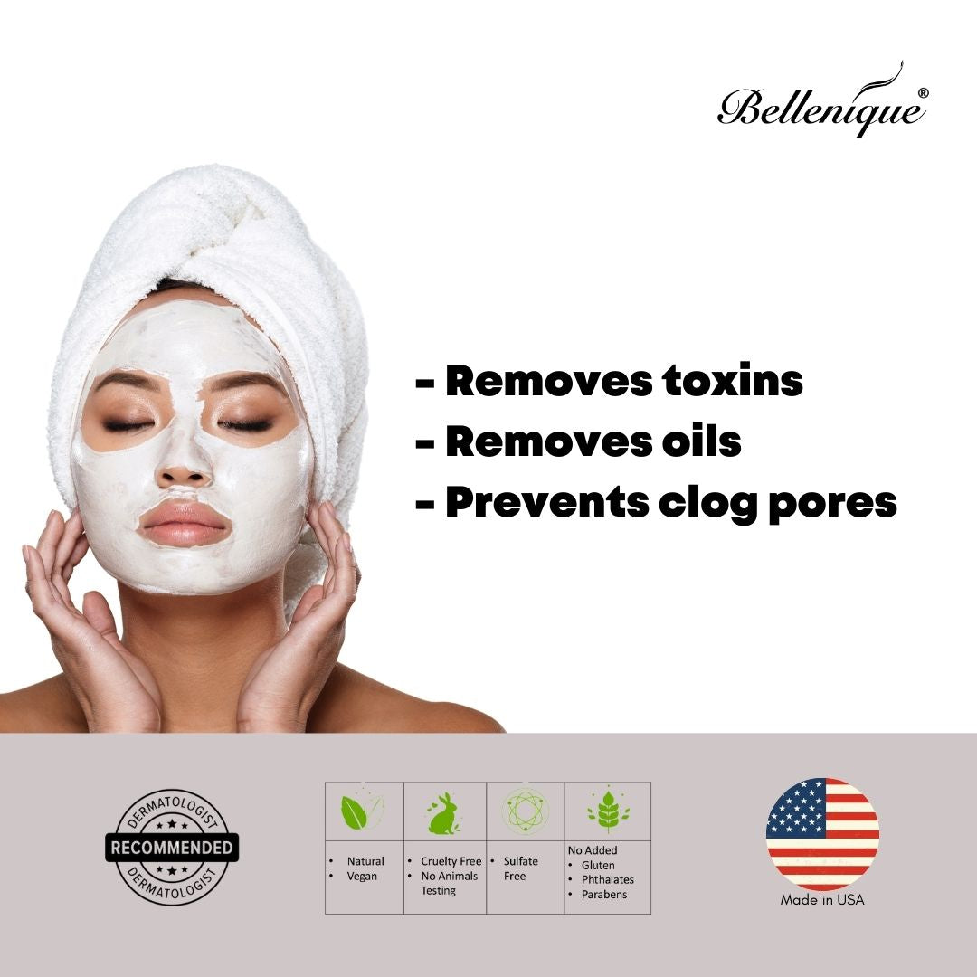Bellenique Clarifying Masque Purges skin to remove toxins and debris. It leaves a brighter fresher looking complexion.60ml Made in USA - BEAUT.