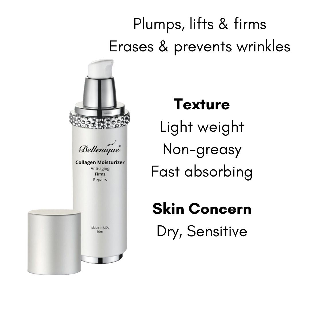 Bellenique Collagen Moisturizer Plumps, lifts, firms Erases and prevents wrinkles 50ml Made in USA - BEAUT.