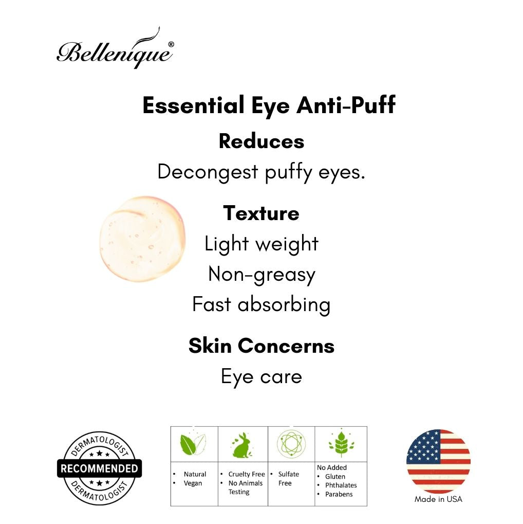 Bellenqiue Essential Anti-Puff DE-PUFF FIRMS  and TIGHTENS 15ml Made in USA - BEAUT.