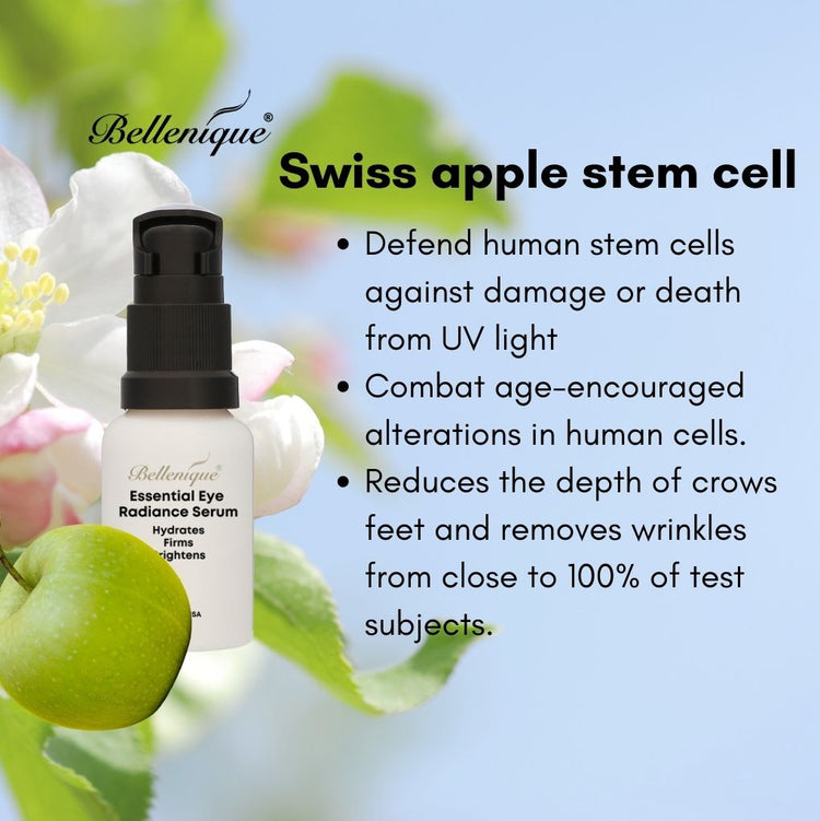 Bellenique Essential Eye Radiance Serum with Swiss Apple Stem Cell Hydrates Firms and Brightens 15ml Made in USA - BEAUT.