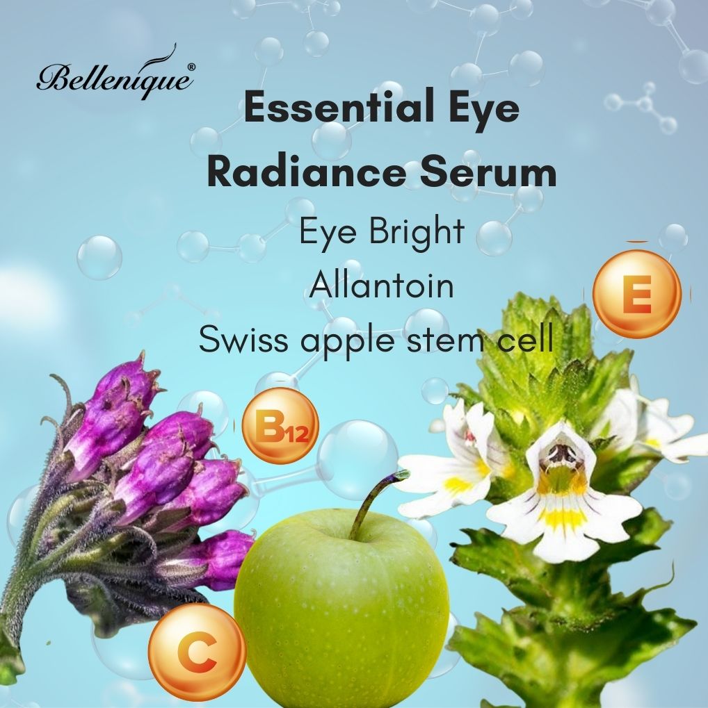 Bellenique Essential Eye Radiance Serum with Swiss Apple Stem Cell Hydrates Firms and Brightens 15ml Made in USA - BEAUT.