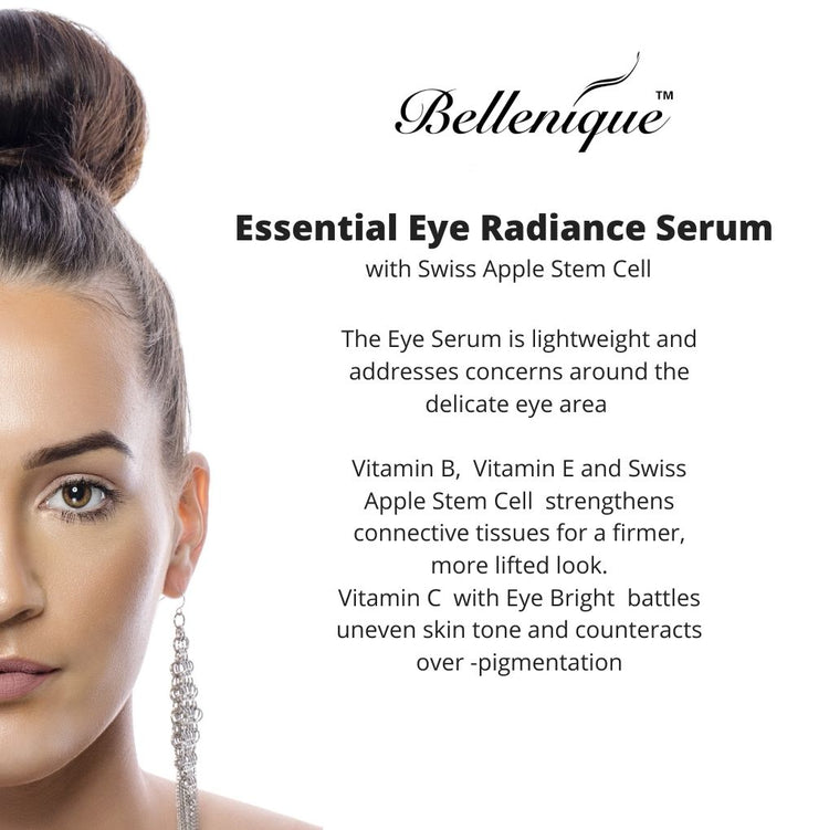 Bellenique Essential Eye Radiance Serum with Swiss Apple Stem Cell Hydrates Firms and Brightens 15ml Made in USA - BEAUT.