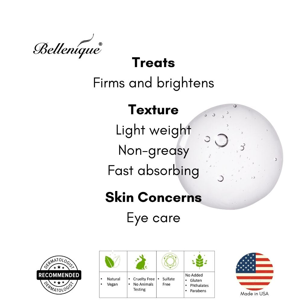 Bellenique Essential Eye Radiance Serum with Swiss Apple Stem Cell Hydrates Firms and Brightens 15ml Made in USA - BEAUT.