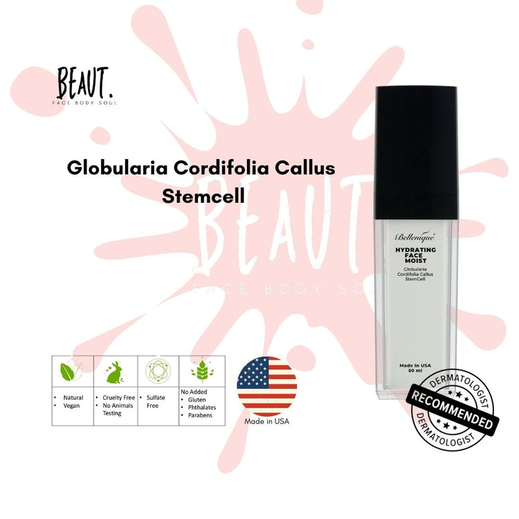 Bellenique Face Hydrating Moist with Globularia Cordifolia Callus Stemcell Hydrates and Calms Reduces wrinkles Enhances skin glow 50ml Made in USA - BEAUT.