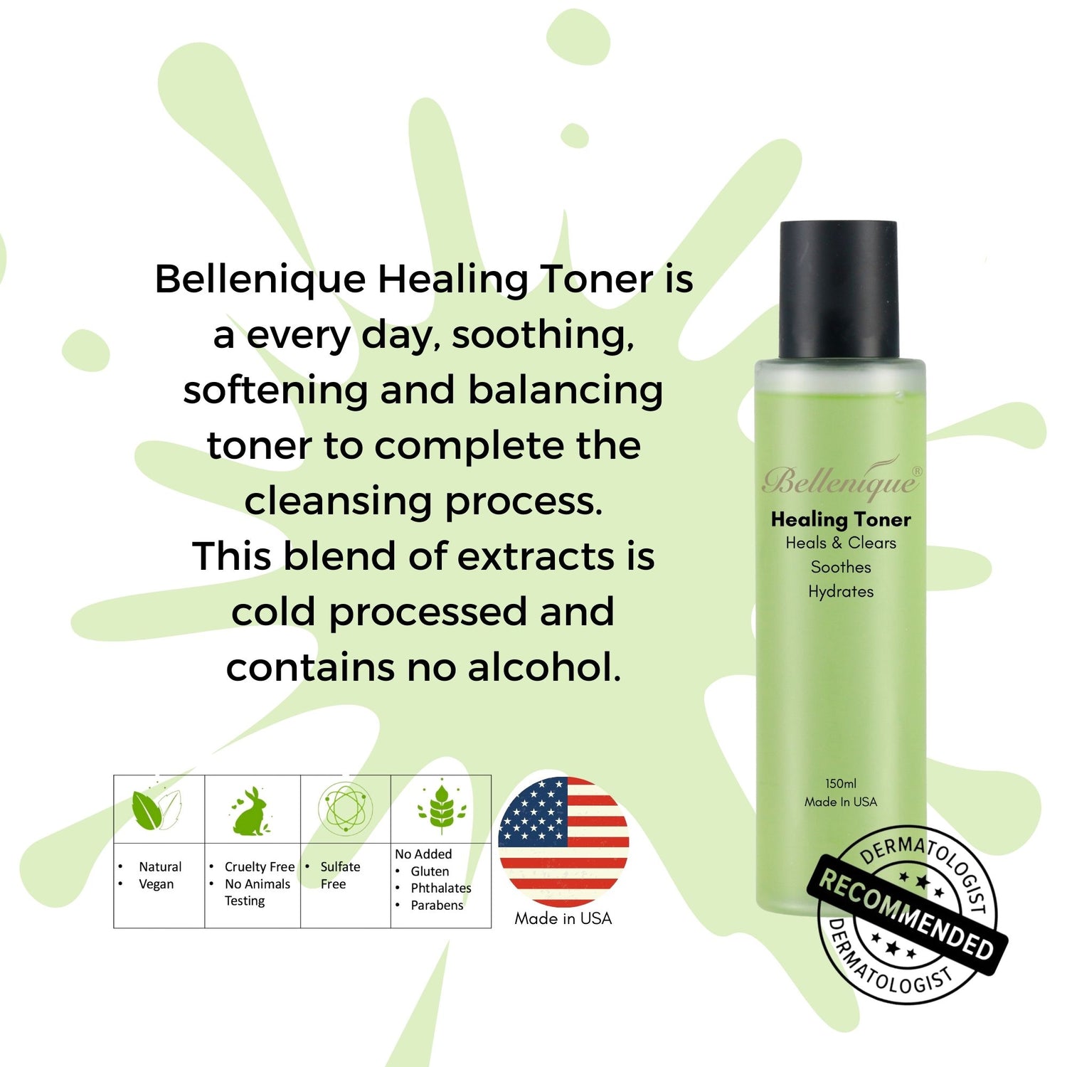 Bellenique Healing Toner Free of Alcohol 150ml Made in USA - BEAUT.