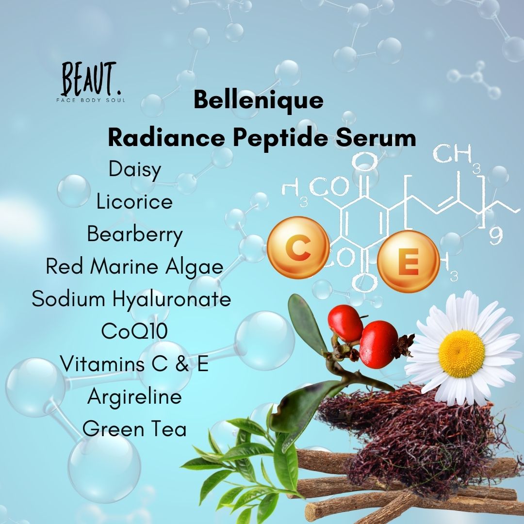 Bellenique Radiance Peptide Serum Brightens and Restores elasticity and firmness 30ml Made in USA - BEAUT.