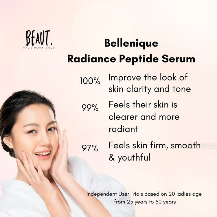 Bellenique Radiance Peptide Serum Brightens and Restores elasticity and firmness 30ml Made in USA - BEAUT.