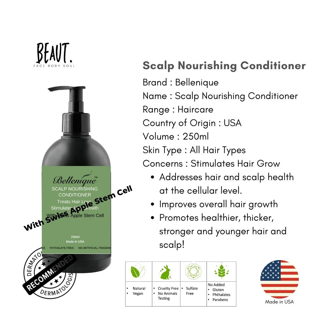 Bellenique Nourishing Shampoo with Swiss Apple Stem Cell Promotes Healthy Hair Grow 250ml Made in USA - BEAUT.