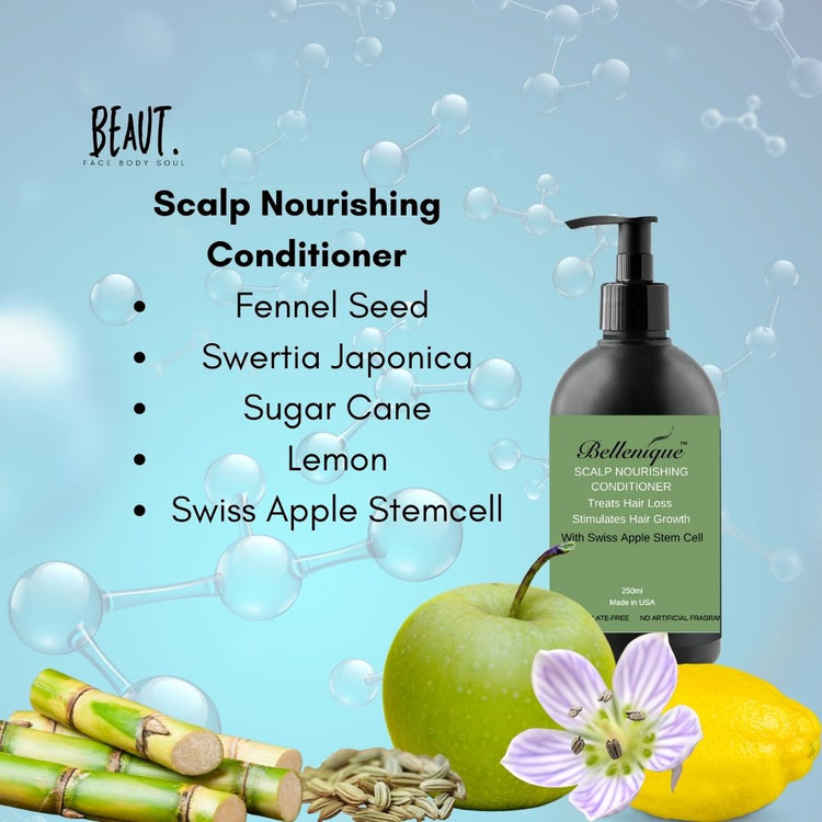 Bellenique Scalp Nourishing Conditioner w/Swiss Apple Stem Cell Promotes healthier, thicker, stronger and younger hair and scalp! 250ml Made in USA - BEAUT.