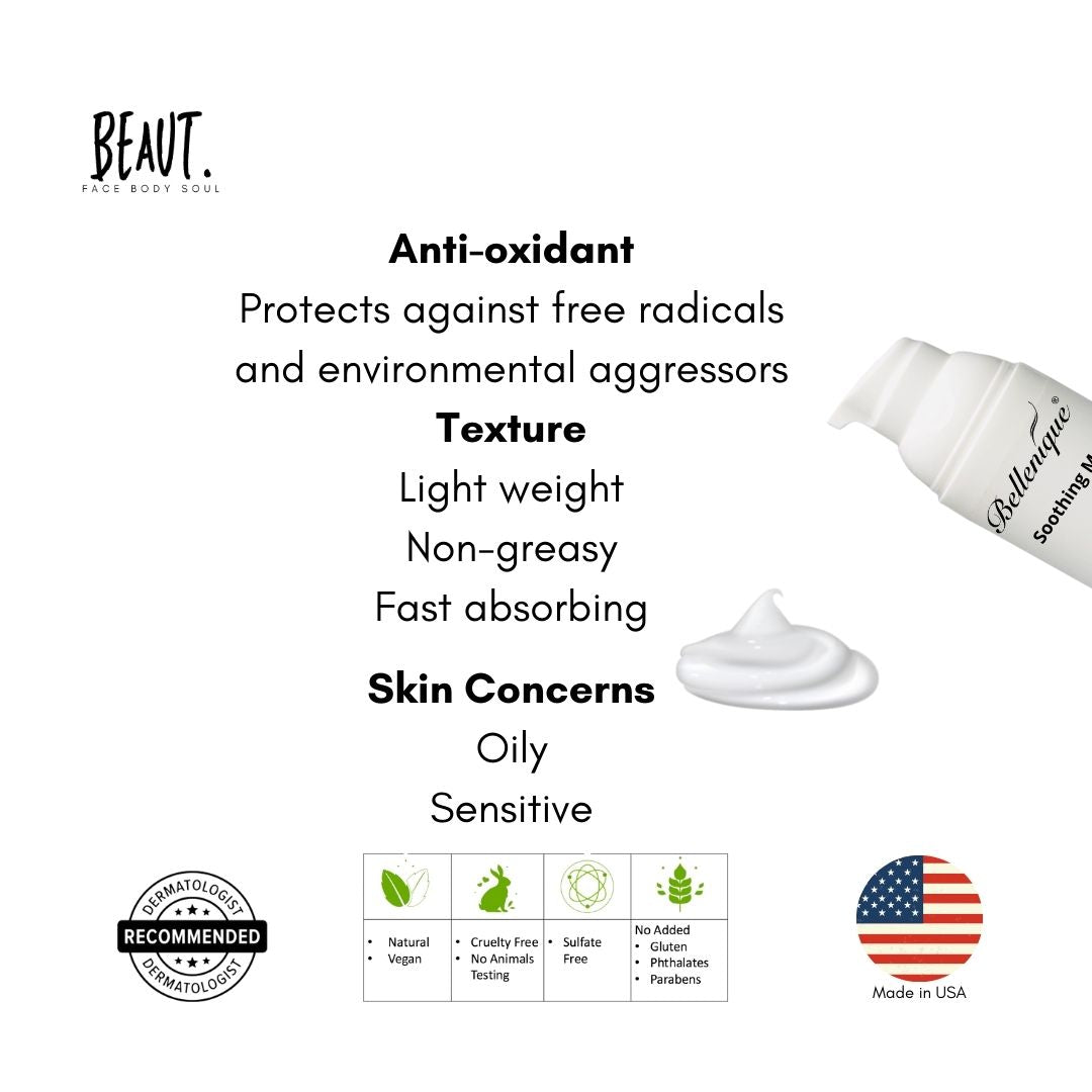 Bellenique Soothing Moist A high end treatment for sensitive skin. 30ml Made in USA - BEAUT.