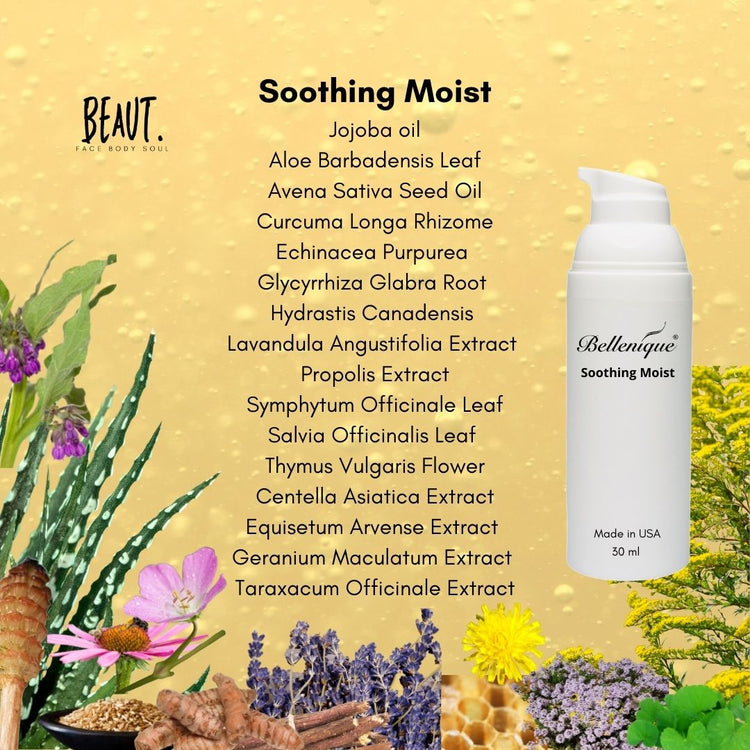 Bellenique Soothing Moist A high end treatment for sensitive skin. 30ml Made in USA - BEAUT.