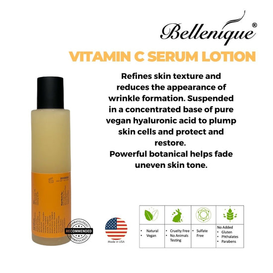 Bellenique Vitamin C Serum Lotion Refines and brightens skin, leaving a glowing complexion 150ml Made in USA - BEAUT.
