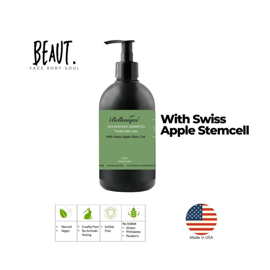 Bellenique Nourishing Shampoo with Swiss Apple Stem Cell Promotes Healthy Hair Grow 250ml Made in USA - BEAUT.