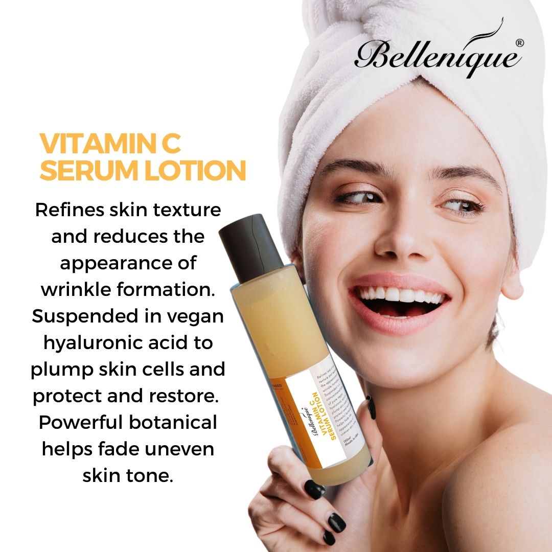 Bellenique Vitamin C Serum Lotion Refines and brightens skin, leaving a glowing complexion 150ml Made in USA - BEAUT.