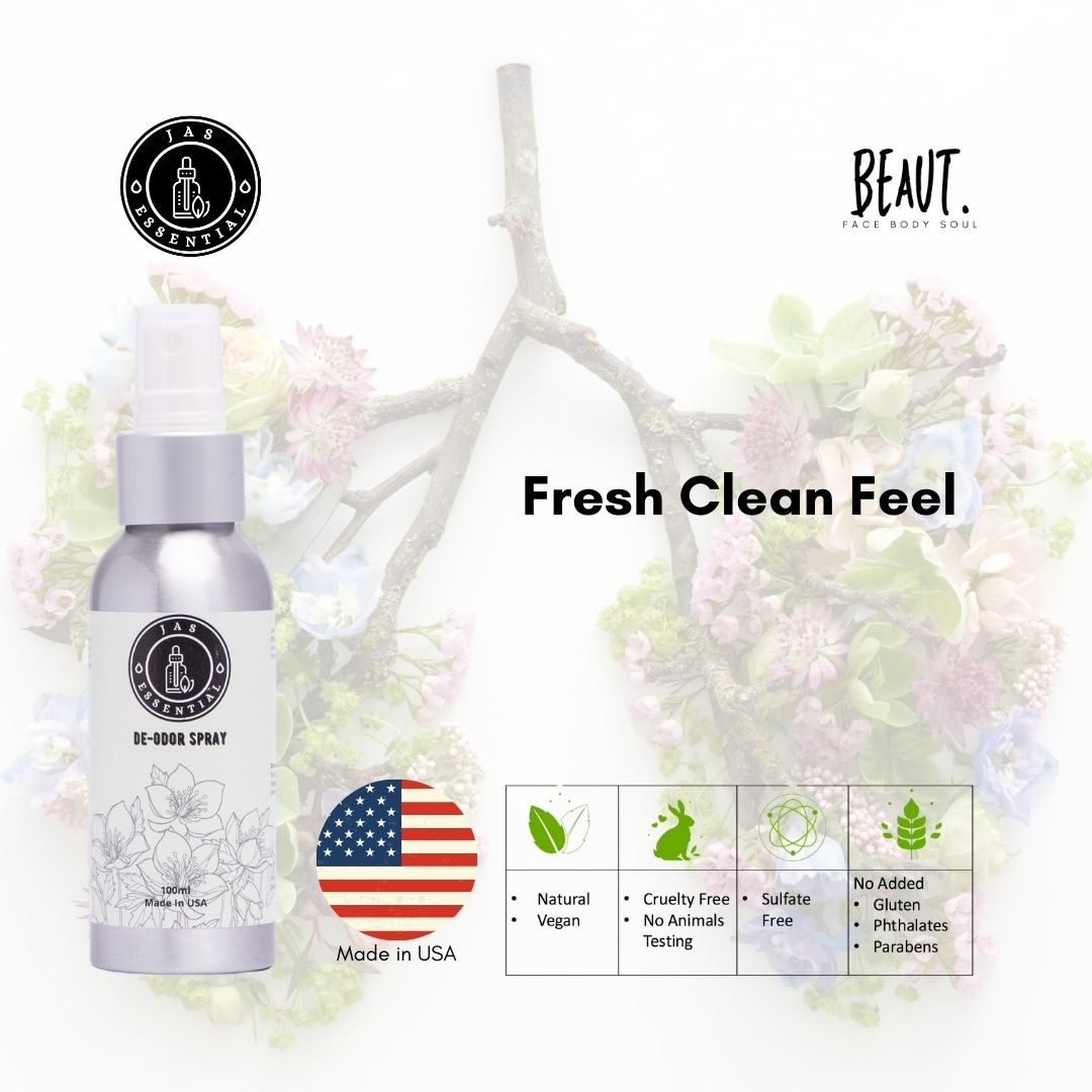 JAS ESSENTIAL De-odor Spray 100ml Made in USA - BEAUT.
