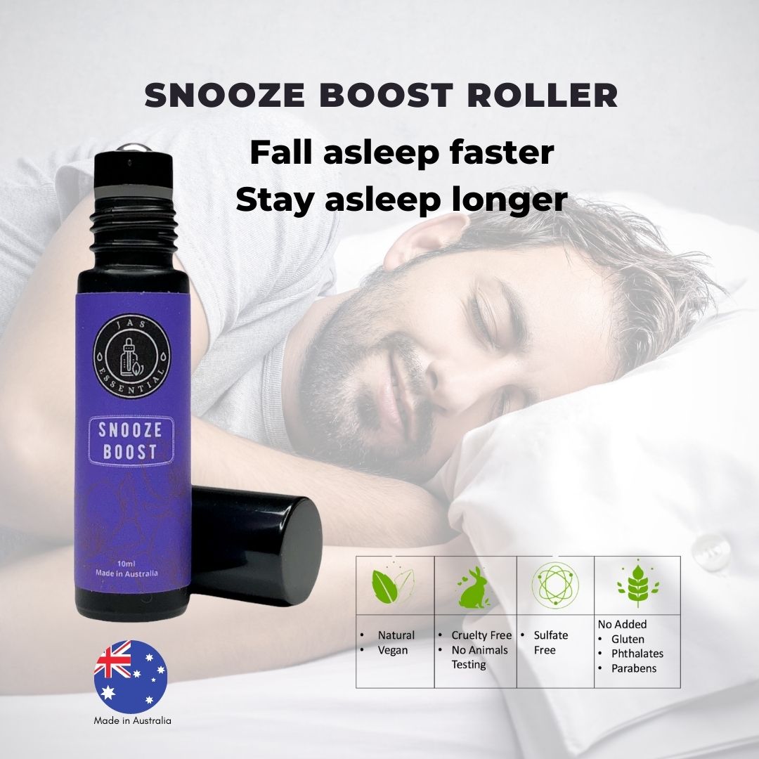 JAS ESSENTIAL Snooze Boost Essential Oil Roller Fall asleep faster Stay asleep longer 10ml Made in Australia - BEAUT.