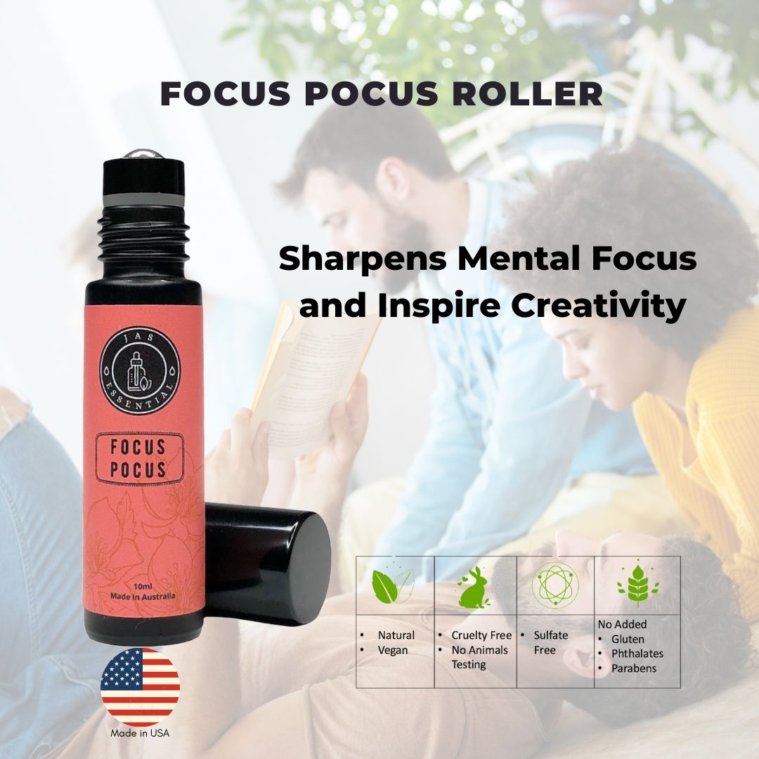 JAS ESSENTIAL Focus Pocus Essential Oil Roller Sharpens Mental Focus Inspire Creativity 10ml - BEAUT.