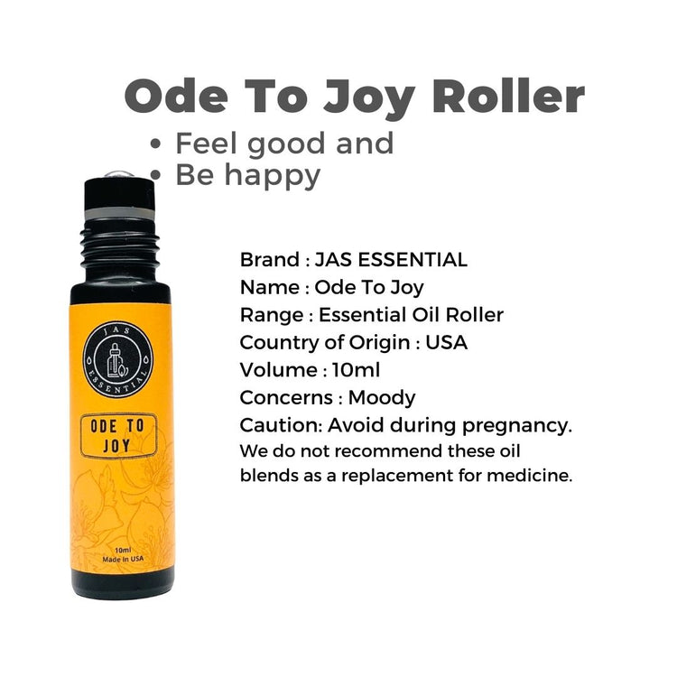 JAS ESSENTIAL Ode To Joy Essential Oil Roller Feel good and be happy 10ml Made in USA - BEAUT.